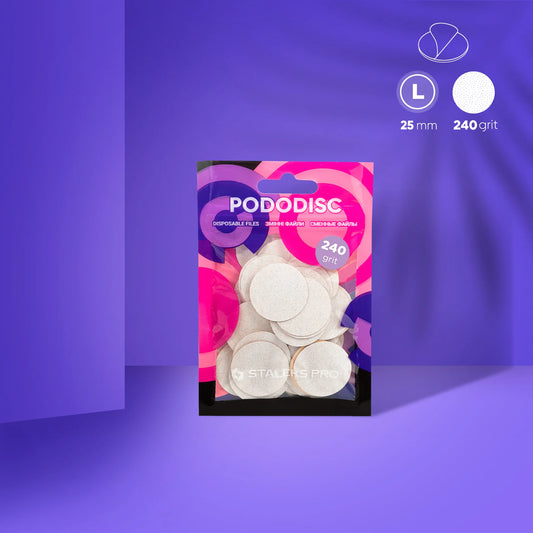 Discos Abrasivos Desechables Staleks Pro Pododisc 25 mm | Grit 240 | Repuesto para Pedicura