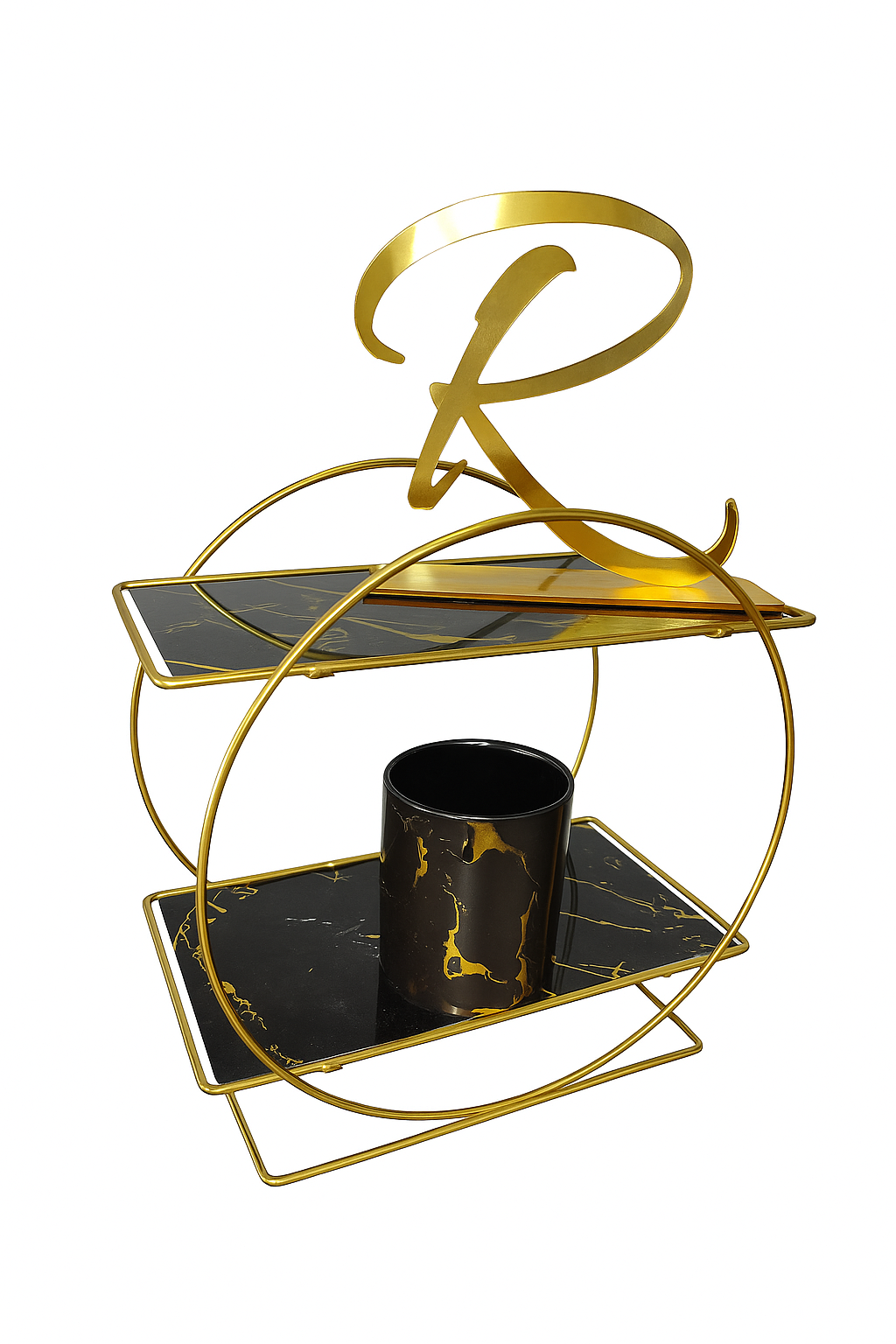 Exhibidor de Productos Mármol Dorado – 2 o 3 Pisos