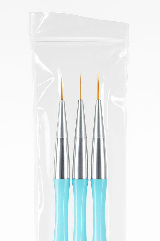 Set de 3 Pinceles de Detalle para Nail Art Punta Extra Fina