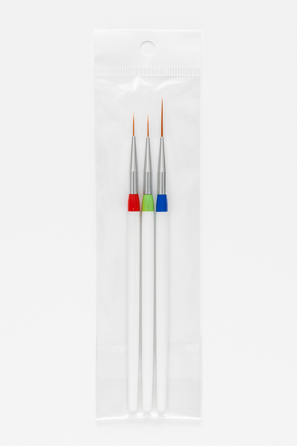 Set de 3 Pinceles Nail Art – Punta Larga de Precisión