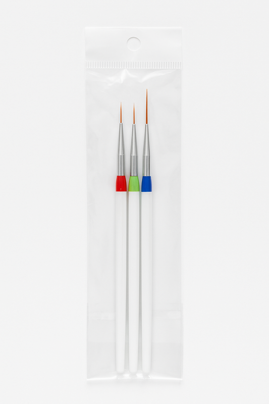 Set de 3 Pinceles Nail Art – Punta Larga de Precisión