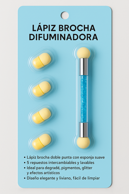 Lápiz Brocha Difuminadora para Nail Art – con 5 repuestos