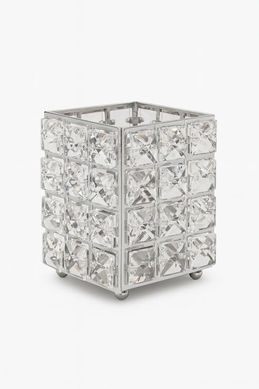 Organizador Cuadrado de Cristal con Detalles Plateados