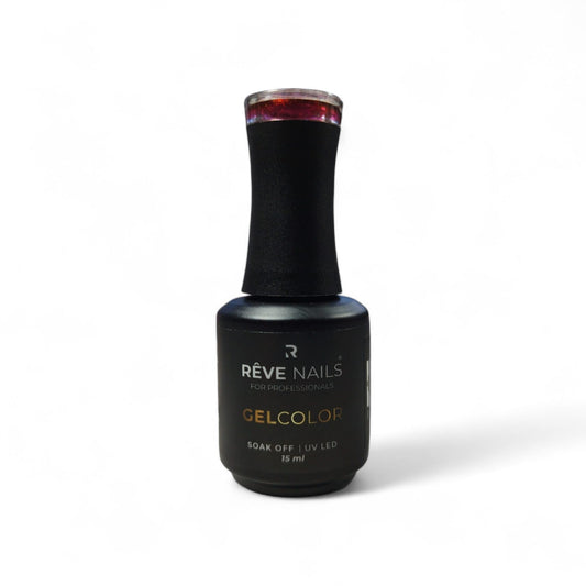 Gel Color RÊVE Nails Nebula 155 Cat eye – Rojo Tornasolado Shimmer Semipermanente UV/LED 15ml