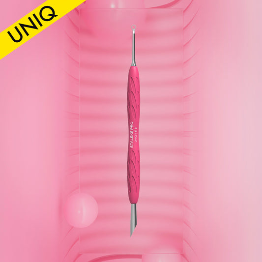 Empujador de Cutículas Staleks Pro UNIQ 11 Type 2 Gummy | Punta Biselada y Loop de Limpieza